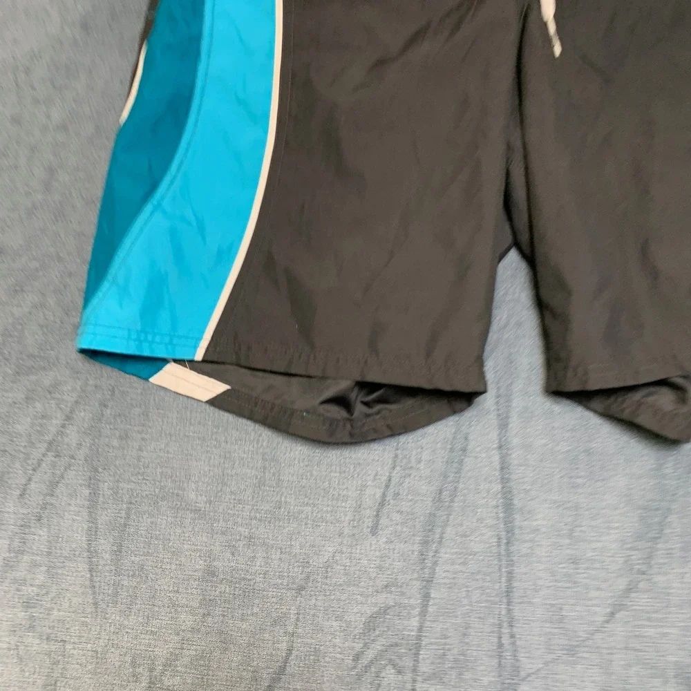 Nike Swim Trunks Board Shorts Mens S Blue Black Elastic Waist Logo Beach Summer